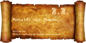 Matulányi Magda névjegykártya